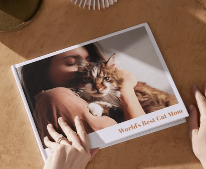 gifts with photos featured image photo book of woman holding cat